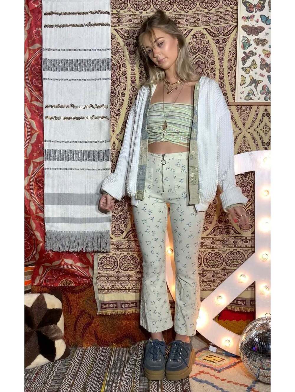 Flower Zip Up Pants